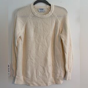 Womens Small Old Navy Cream Ivory Textured Crew Neck Long Sleeve Sweater